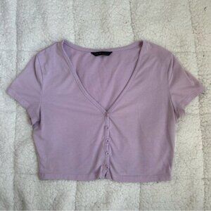 SHEIN Lavender Button-Up Crop Top​​
